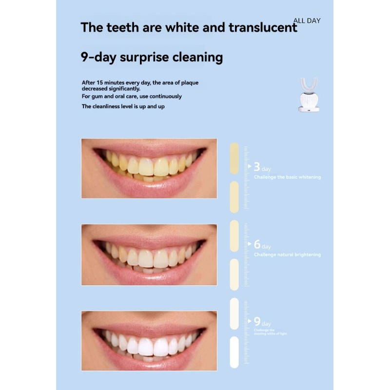 Teeth Whitening Gum - U-förmige elektrische Zahnbürste für Erwachsene-360 °
