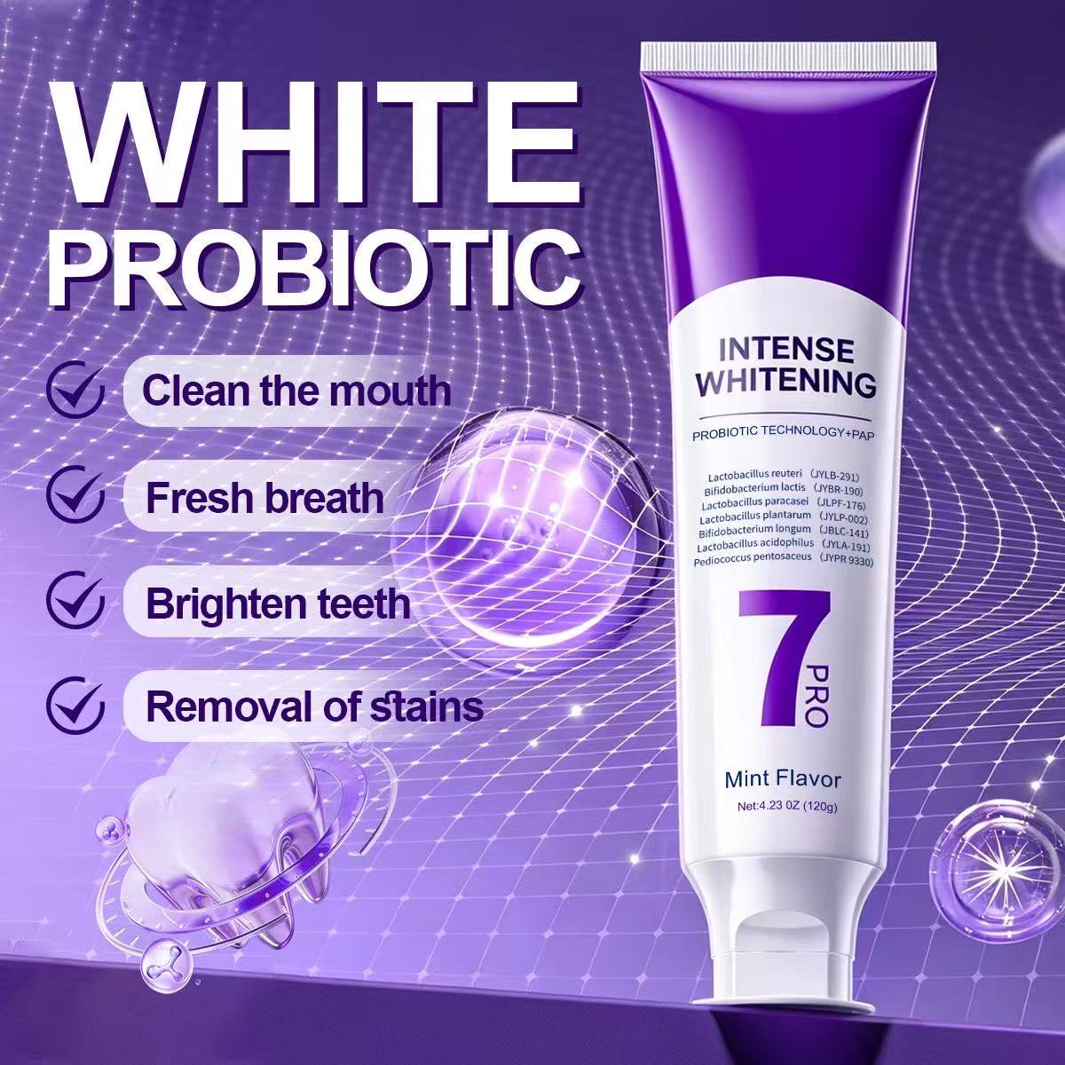 Teeth Whitening That Works - 7-Pro Probiotische Zahnaufhellungs-Zahnpasta: Beseitigt Gelbfärbungen und
