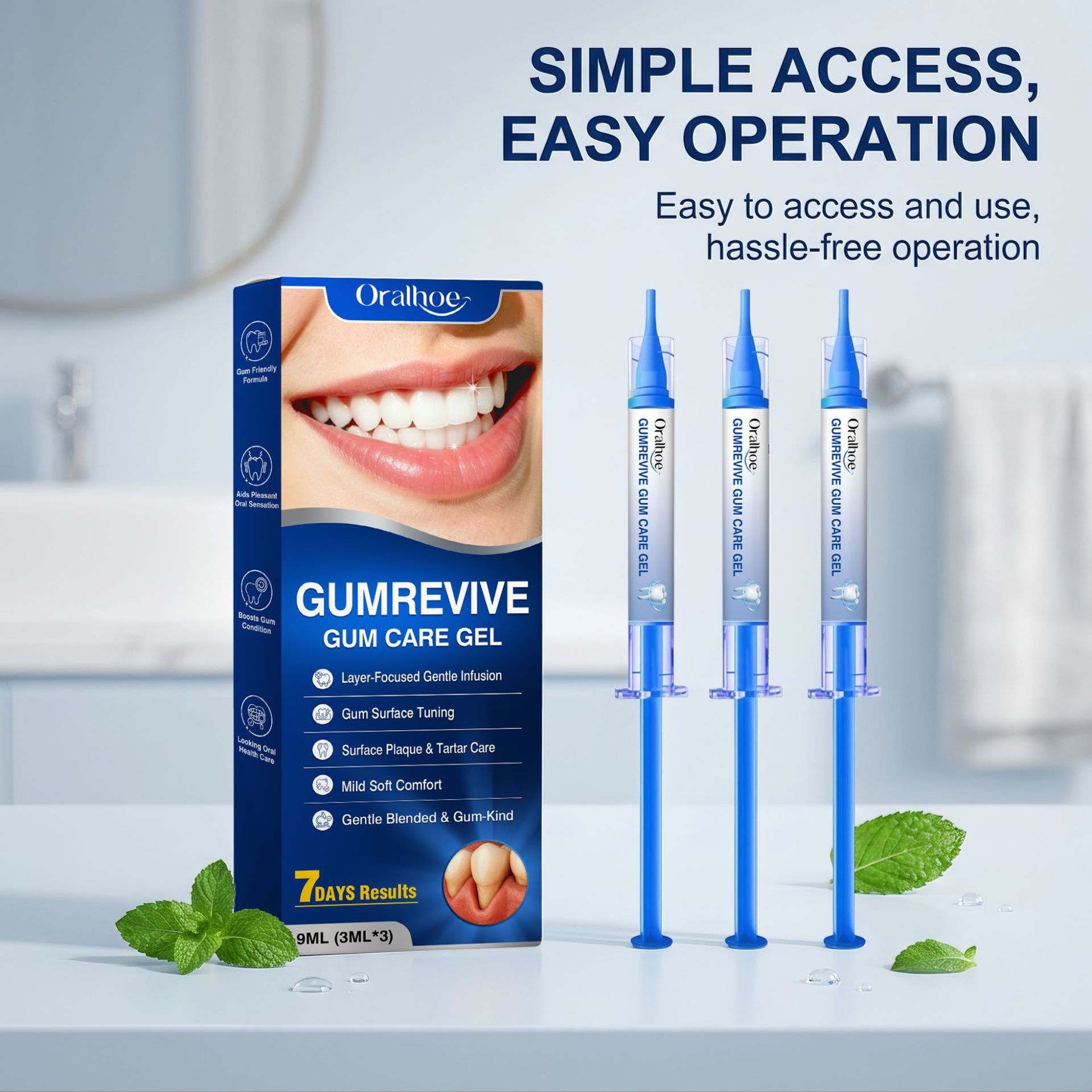 Teeth Whitening Gel Syringes - Mundpflege-Gel 3-teiliges Zahnfleisch-Reinigungsspritzen-Set, Sanftes Zahn- und